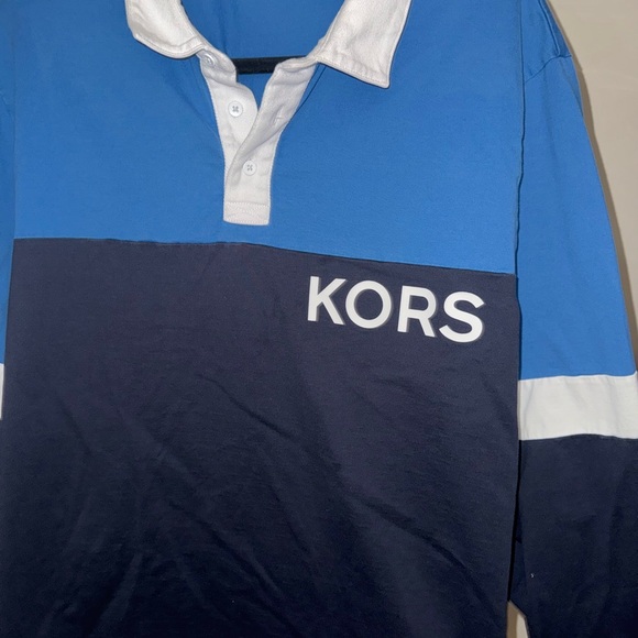 Michael Kors Blue and Black Shirt with White Collar - Picture 2 of 5
